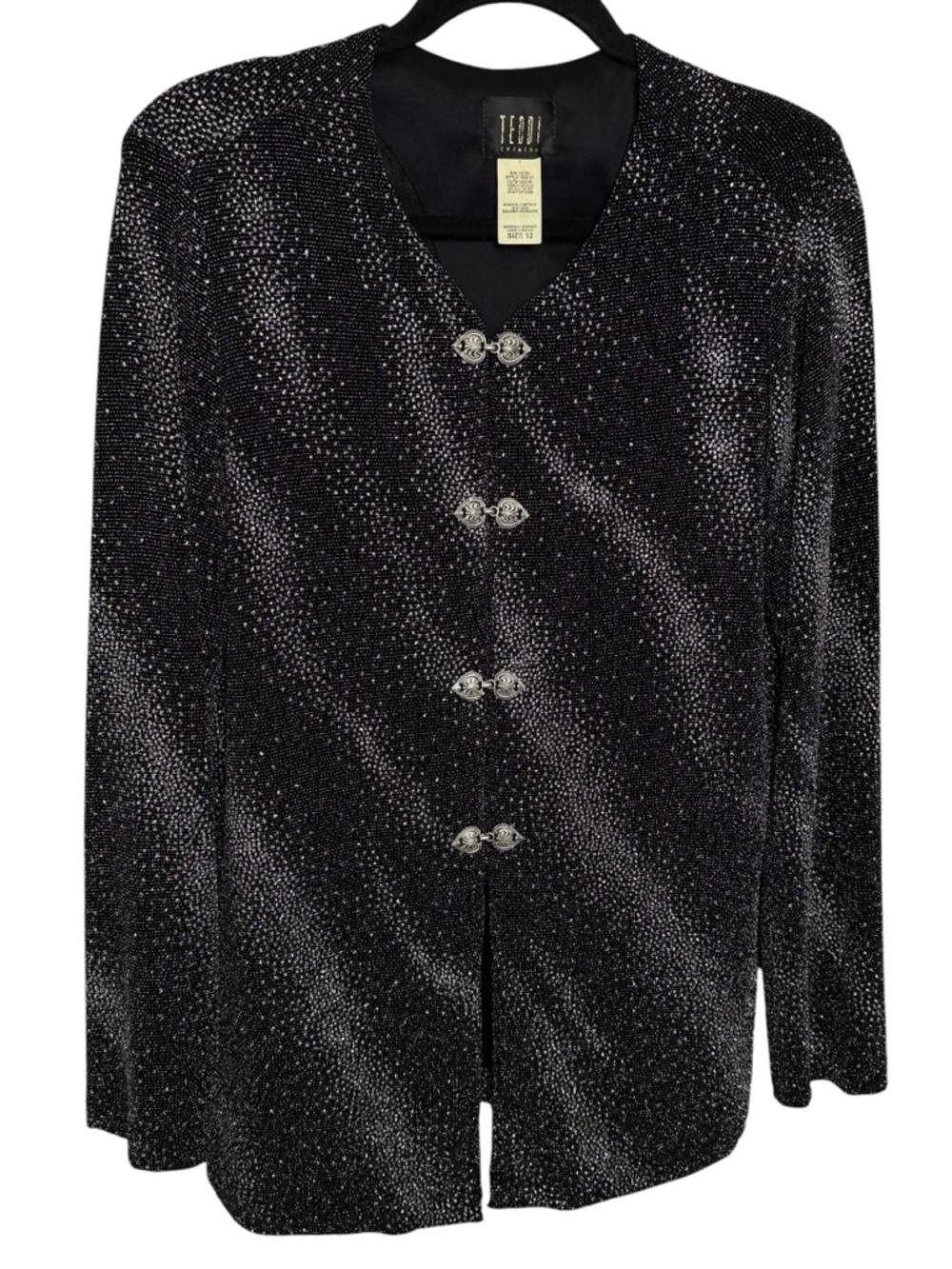 Vintage y2k sparkle embellished Teddi evening jacket size 12 formal event gothic